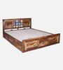 Siramika Sheesham Wood Queen Size Bed In Rustic Teak Finish With Hydraulic Storage Siramika Sheesham Wood Queen Size Bed In Rustic Teak Finish With Hydraulic Storage