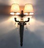 Siri Brass Uplight Wall Sconce (Antique Brass) with Beige Linen Shade