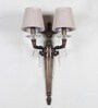 Siri Brass Uplight Wall Sconce (Antique Brass) with Beige Linen Shade