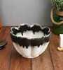 Sirisha Studio 900ml Pottery Flower White & Black Ceramic  Serving Bowl