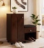 Sit & Stow 12-Pairs Shoe Cabinet In Classic Walnut Finish With Seating