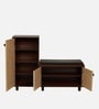 Sit & Stow 16-Pairs Shoe Cabinet In Brown teak And Oak Finish With Seating