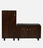 Sit & Stow 16-Pairs Shoe Cabinet In Classic Walnut Finish With Seating