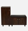 Sit & Stow 16-Pairs Shoe Cabinet In Classic Walnut Finish With Seating