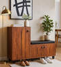 Sit & Stow 16-Pairs Shoe Cabinet In Tan Finish With Seating