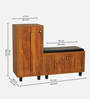 Sit & Stow 16-Pairs Shoe Cabinet In Tan Finish With Seating