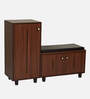 Sit & Stow 16-Pairs Shoe Cabinet In Walnut Finish With Seating
