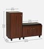 Sit & Stow 16-Pairs Shoe Cabinet In Walnut Finish With Seating