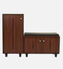 Sit & Stow 16-Pairs Shoe Cabinet In Walnut Finish With Seating