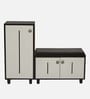 Sit & Stow 16-Pairs Shoe Cabinet In Wenge & White Finish With Seating