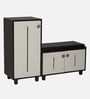 Sit & Stow 16-Pairs Shoe Cabinet In Wenge & White Finish With Seating