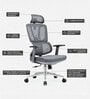 Sitology Executive Chair With Adjustable Headrest, Multiposition Armrest And Premium Mesh Backrest In Grey Color