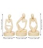 Sitting Human Brown Polyresin (Set of 3) Figurine