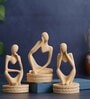 Sitting Human Brown Polyresin (Set of 3) Figurine