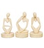 Sitting Human Brown Polyresin (Set of 3) Figurine