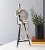 Sitting Man Silver Aluminium Table Clock