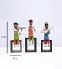 Sitting Musician Multicolour Metal (Set of 3) Figurine