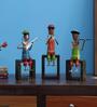 Sitting Musician Multicolour Metal (Set of 3) Figurine