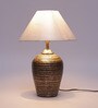Silver Fabric Shade Table Lamp with Gold Base