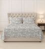 Siver Simply Florl Printed 400 TC Cotton Super King Sized Bedsheet with 2 Pillow Covers