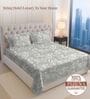 Siver Simply Florl Printed 400 TC Cotton Super King Sized Bedsheet with 2 Pillow Covers