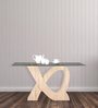 Modena Six Seater Dining Table with Wooden Base in Natural Finish