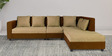 Skiver Fabric 5 Seater LHS Sectional Sofa In Toffee Brown & Amphora Brown Colour