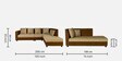 Skiver Fabric 5 Seater LHS Sectional Sofa In Toffee Brown & Amphora Brown Colour