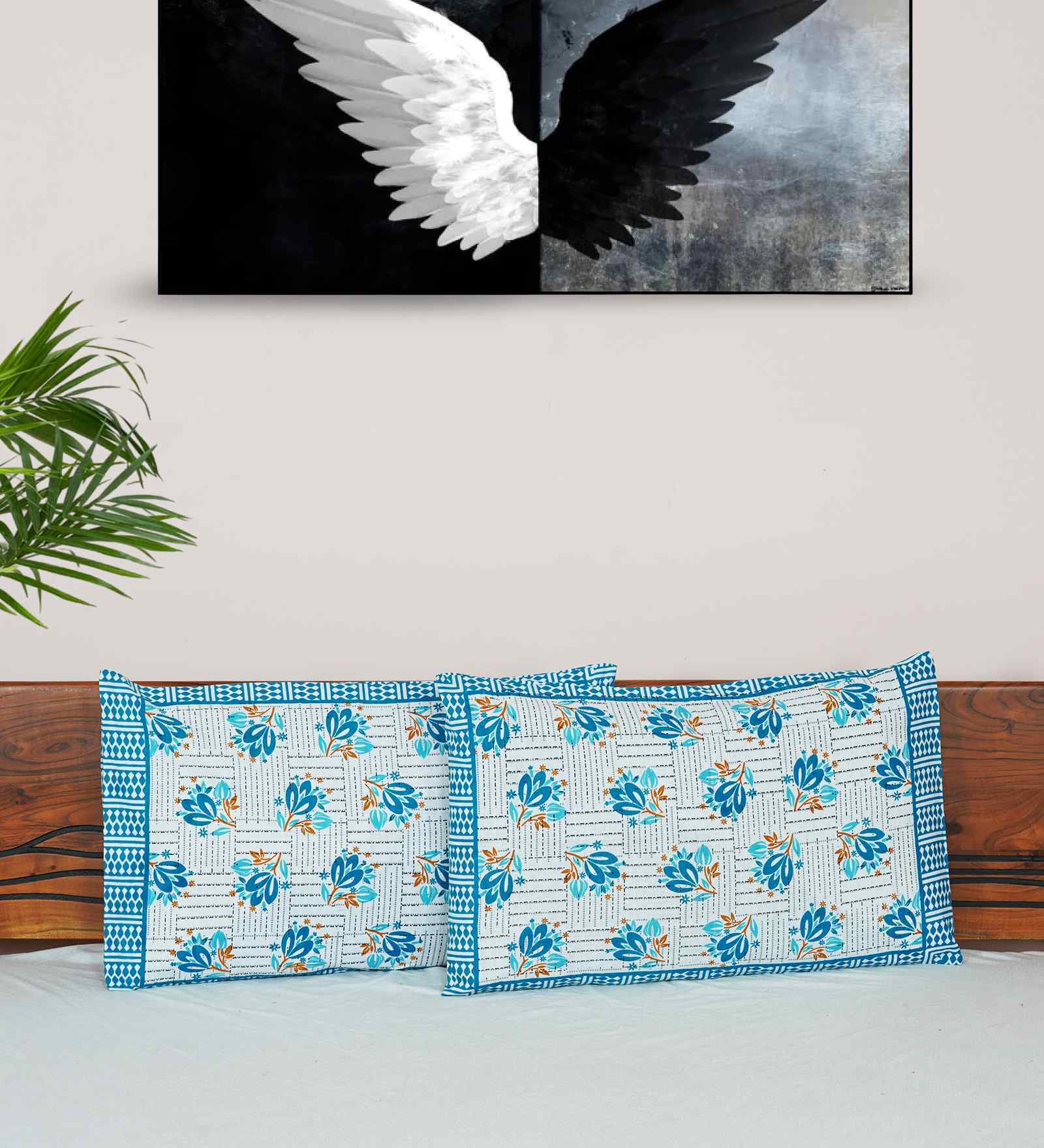 Sky Blue Cotton Premium Quality 180 TC (17*27 Inches) Pillow Covers Set