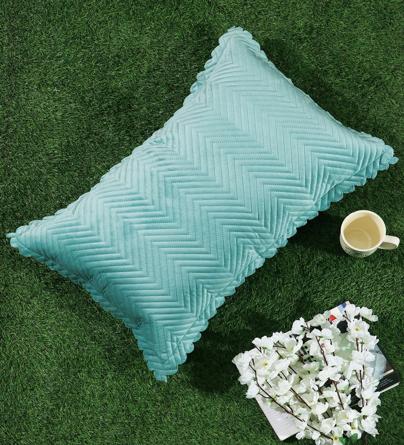Sky Blue Solid Velvet 27x18 Inches Pillow Cover (1Pc)