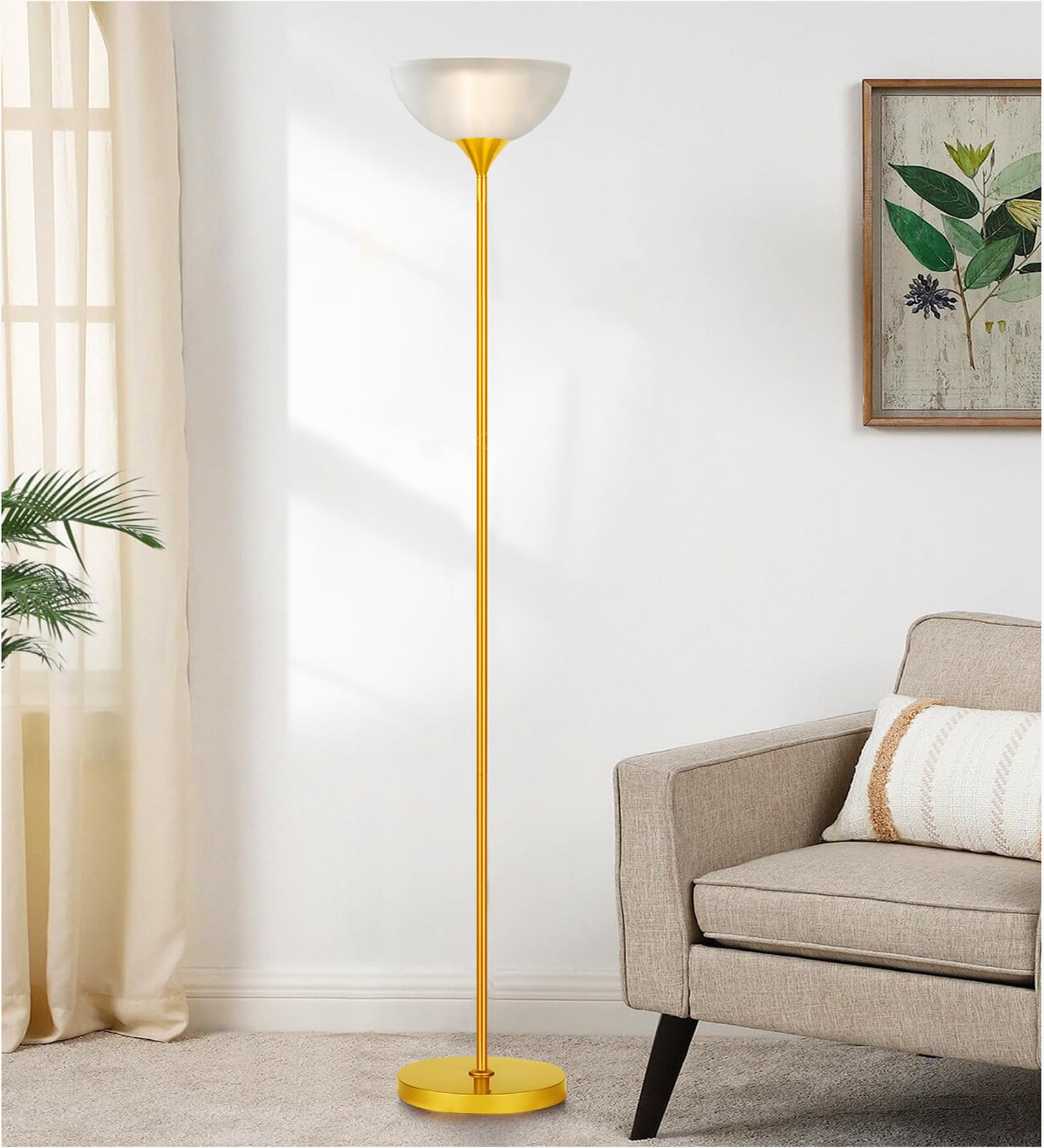 Yellow Sky Dome Standing Lamps with Acrylic Shade