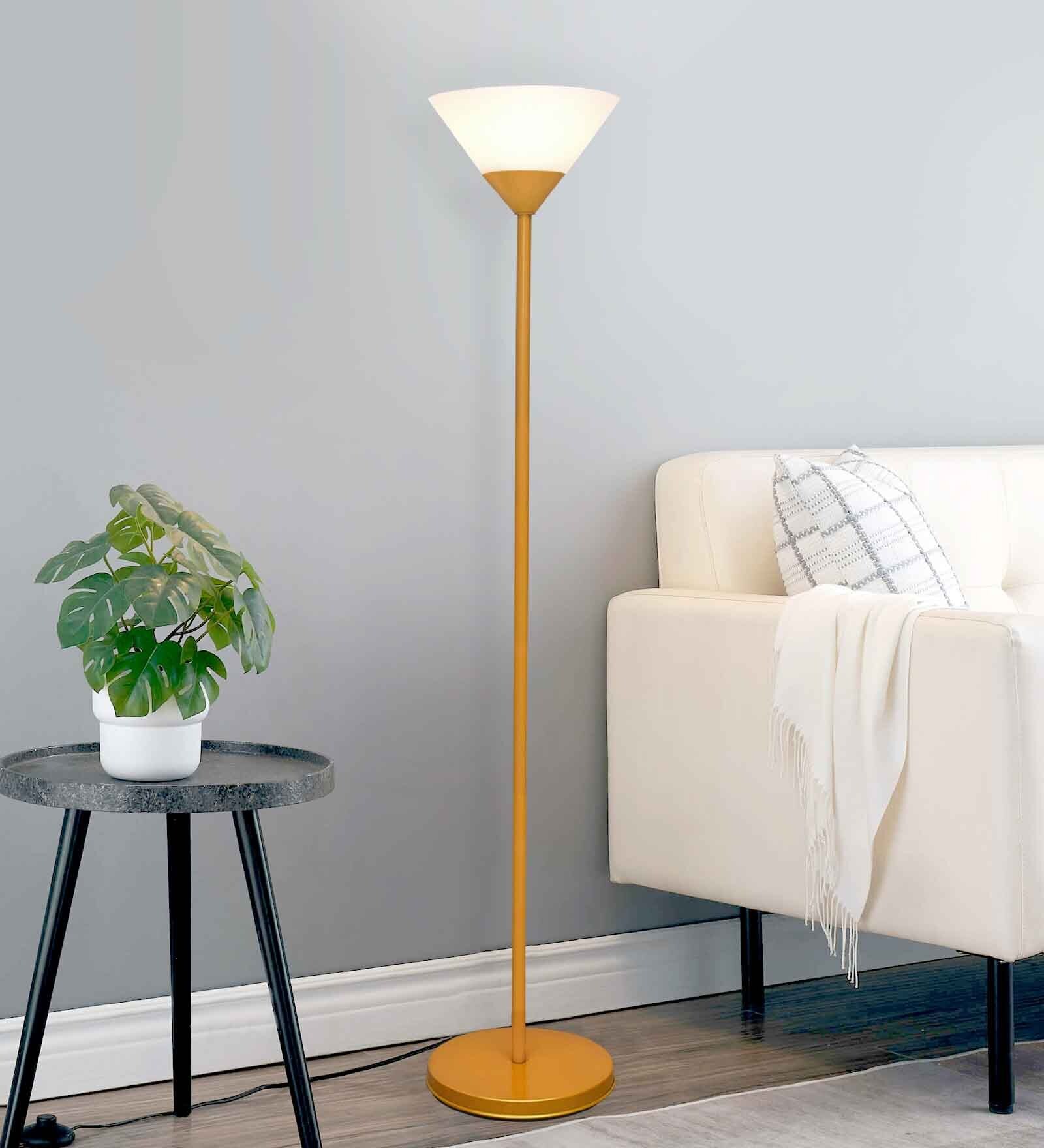 Sky Inverted Standing Lamps with Acrylic Shade, Modern Floor Lamp, Straight Gold