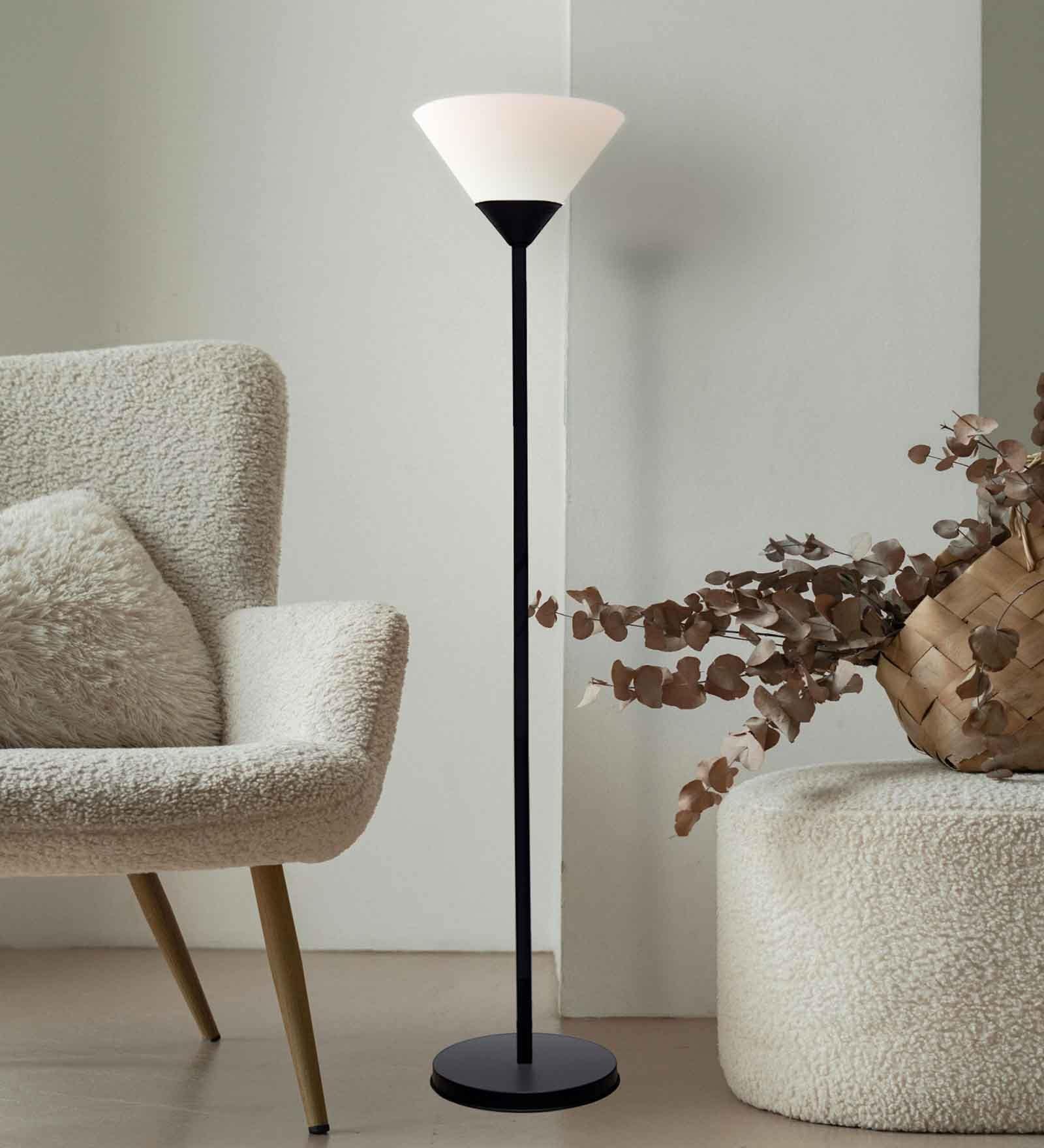 Sky Inverted Standing Lamps with Acrylic Shade,Modern Floor Lamp, Straight Black