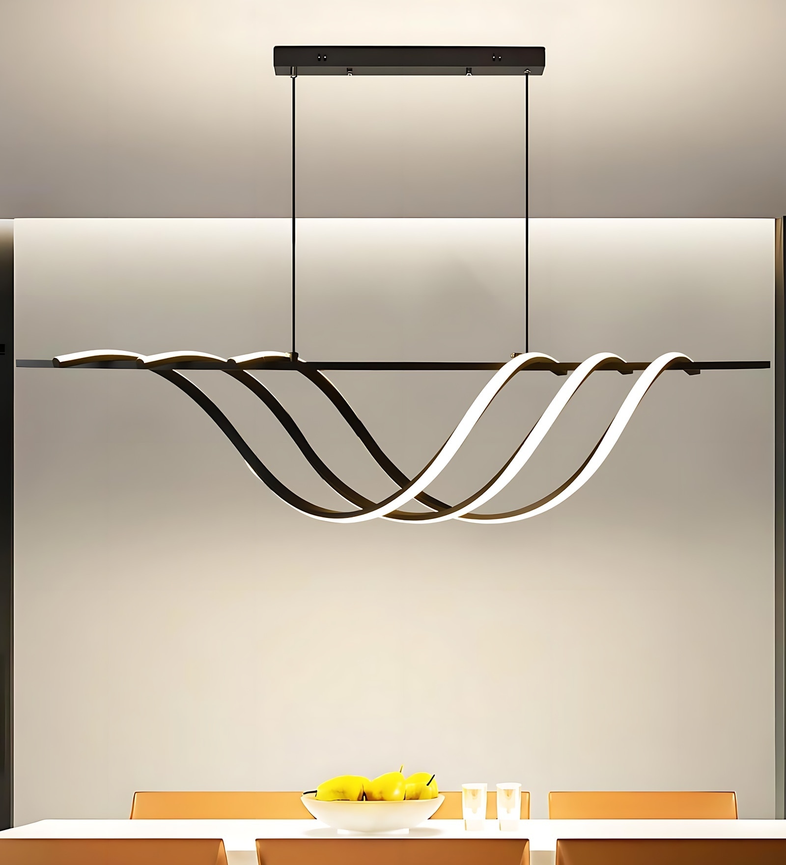 Skylar 70W Black Chandelier for Living Room | Modern LED Ceiling Light with Aluminium Finish | 100 cm Height Adjustable Hanging Fixture | 3 Color Modes | Luxury Lighting | 1Year Warranty