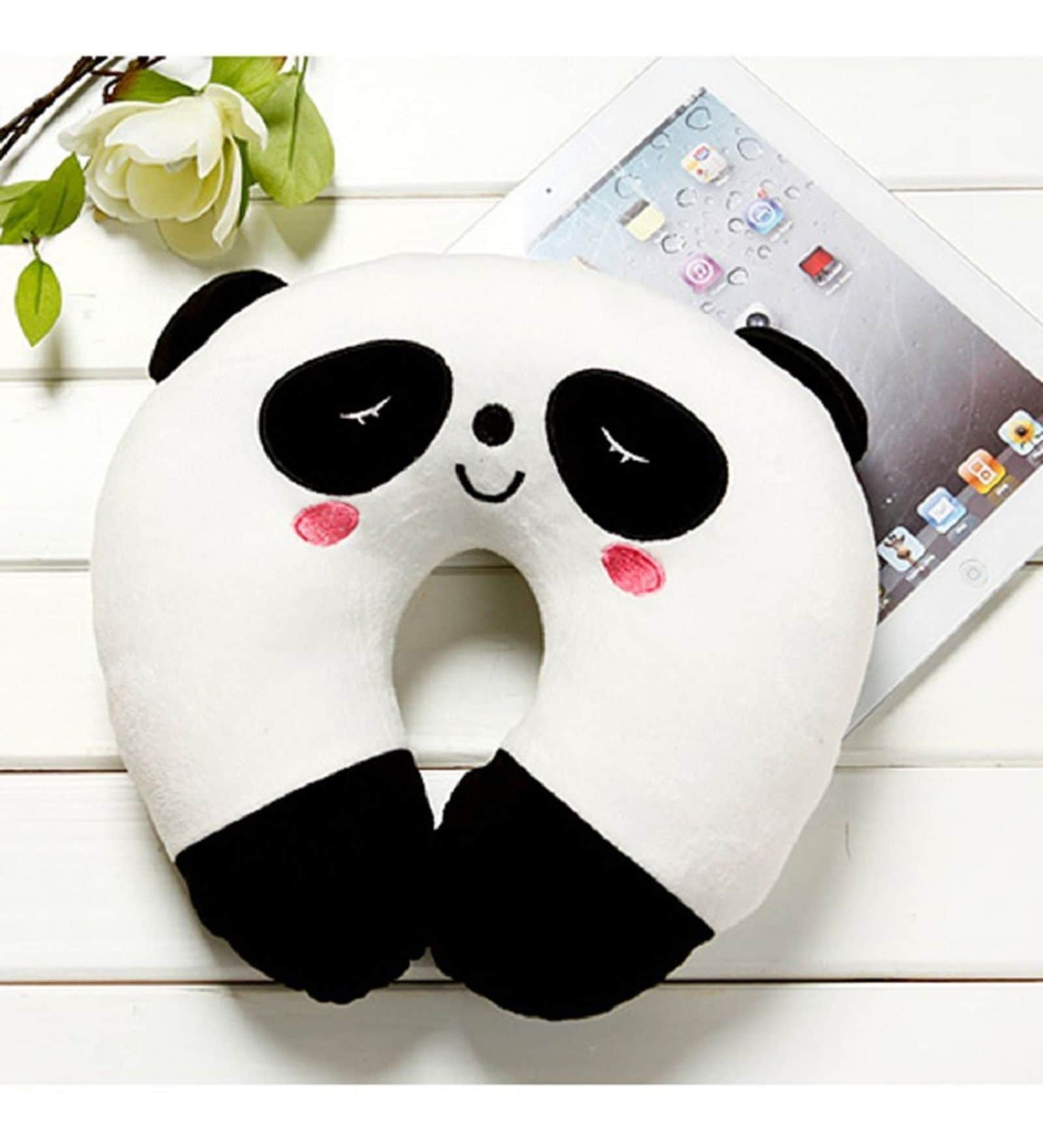 White Panda Neck Pillow with Eye Mask