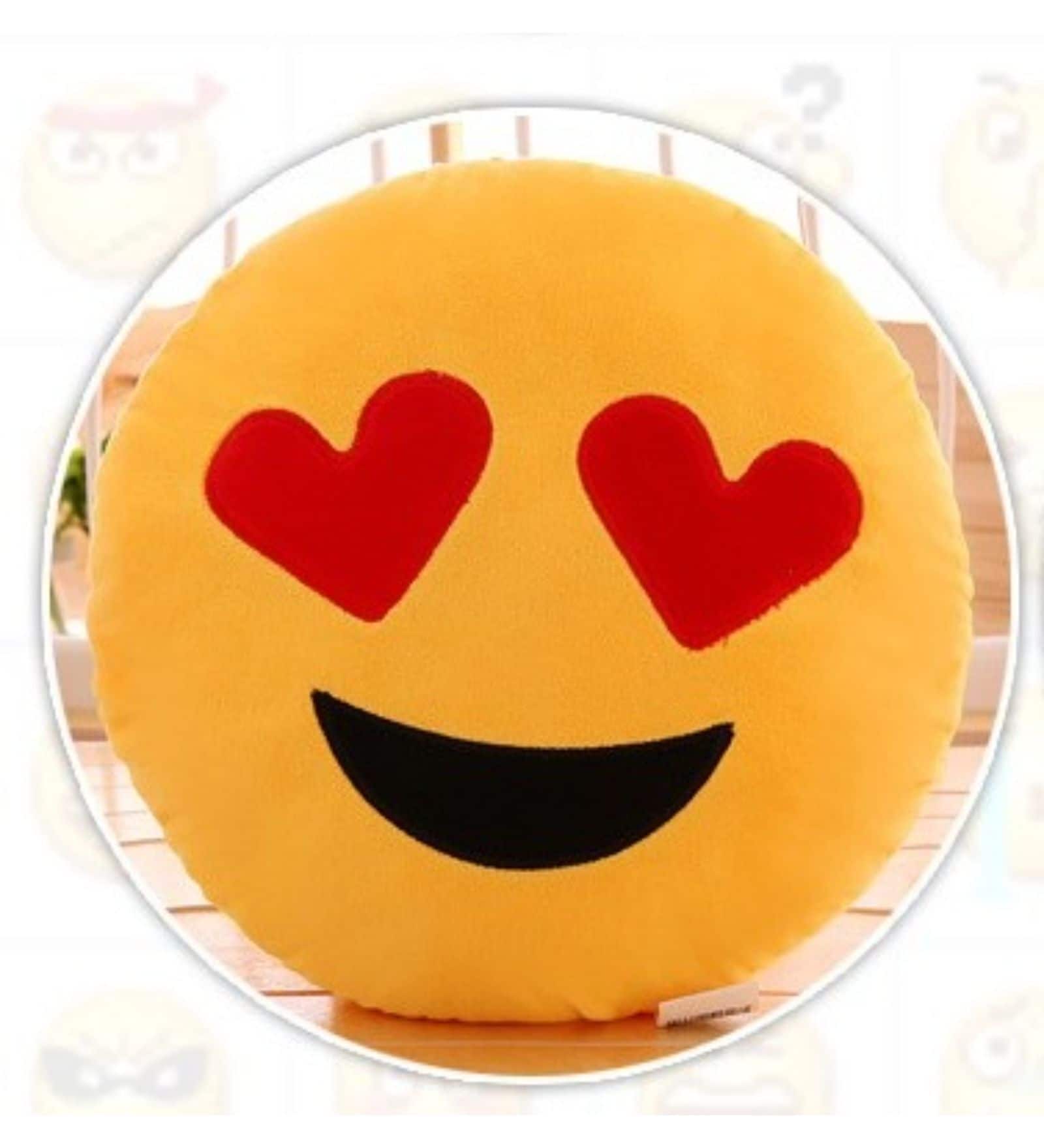 Heart Smiley Cushion in Yellow Colour