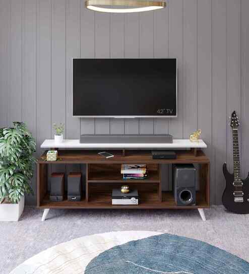 Skiddo Lite TV Unit In Brown Maple Finish For TVs up to 55"