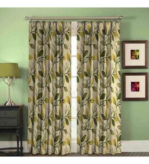 Buy Skipper Green Viscose Abstract 25x60 Inch Door Curtains Set