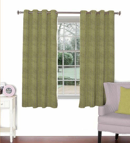 Buy Multicolour Viscose Polyester 44 X 60 Inch Eyelet Window
