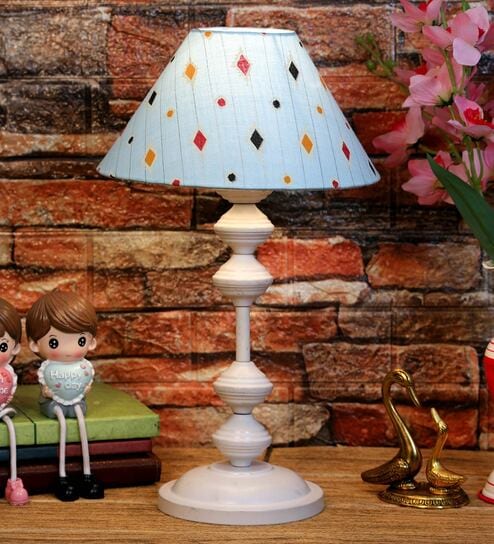 Blue Shade Table Lamp With Metal Base By Foziq