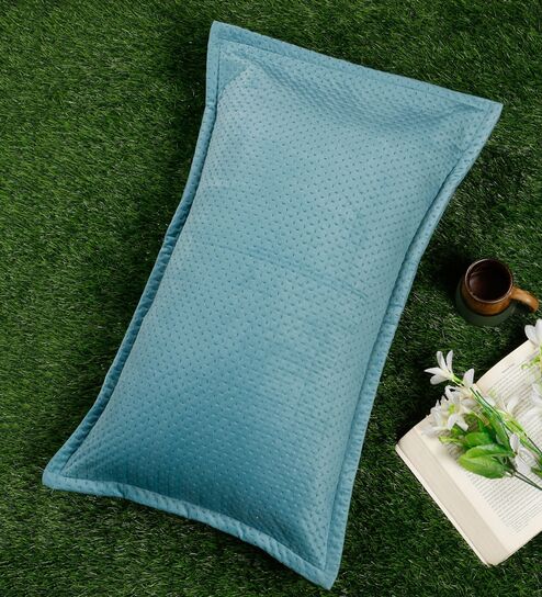 Sky Blue Solid Velvet 27x18 Inches Pillow Cover (1Pc)