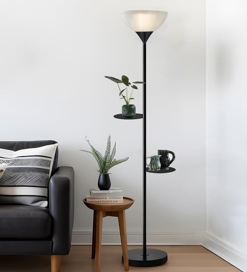 Black Sky Dome Standing Lamps with Acrylic Shade