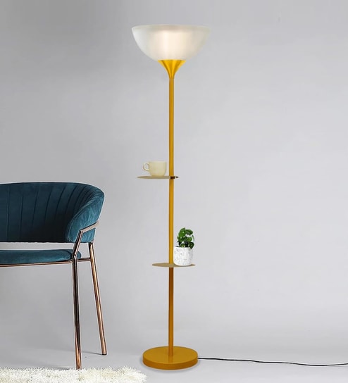 Yellow Sky Dome Standing Lamps with Acrylic Shade