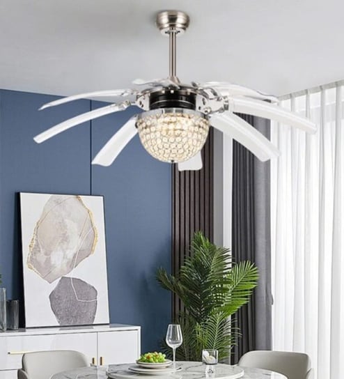 Skya Smart Fan White Metal + Crystal , Google & Alexa Remote & App Control