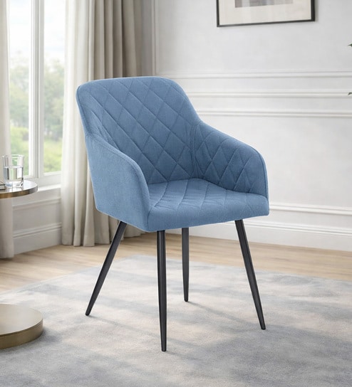 Skyler Velvet Fabric Arm Chair In Blue Color