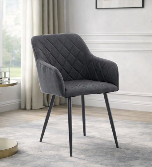 Skyler Velvet Fabric Arm Chair In Grey Color