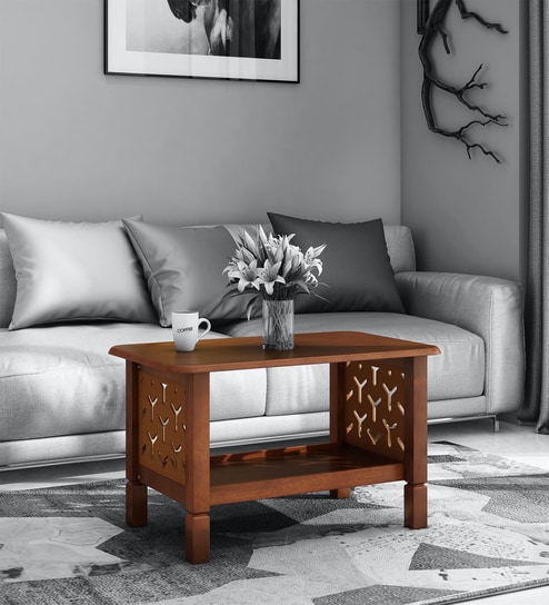 Buy Skynet Solid Wood Centre Table In Walnut Color By Home Online