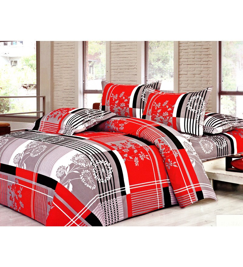 Buy Skilin Red N Black Checkered Bedding Set Set Of 4 Online Abstract Patterns Test Test Pepperfry Product