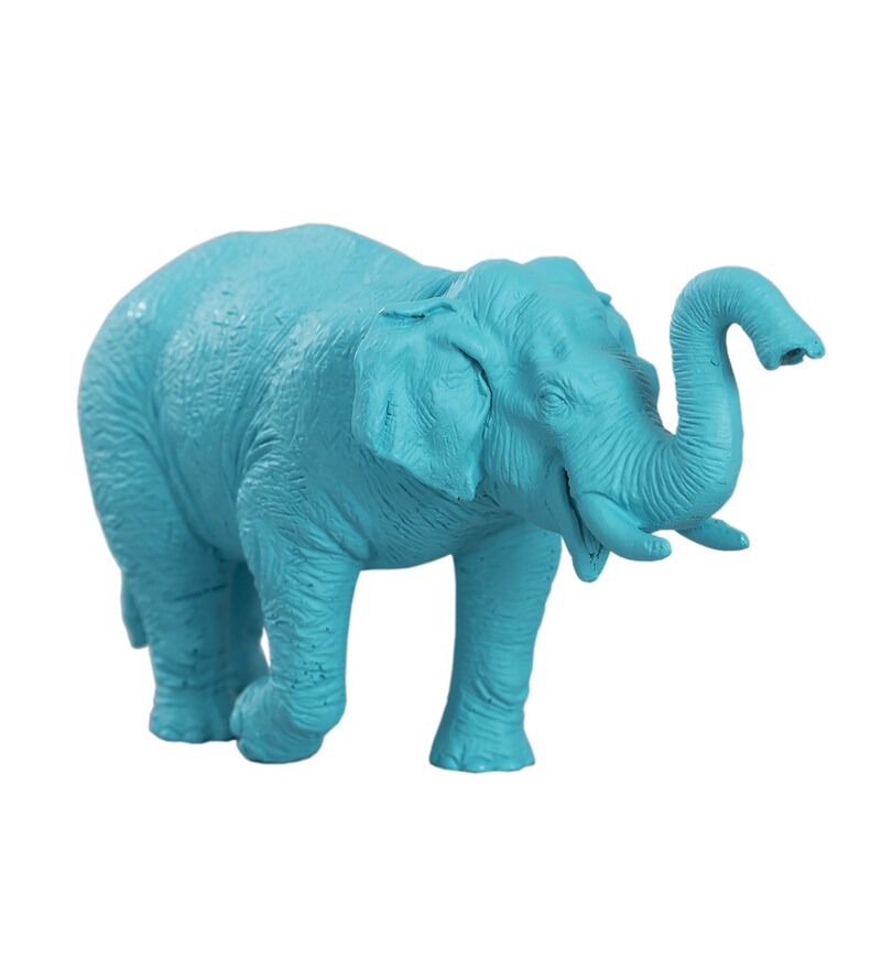 Buy Sky Blue Polyresin Baby Tusker Figurine India Circus by Krsnaa Mehta Online Animal