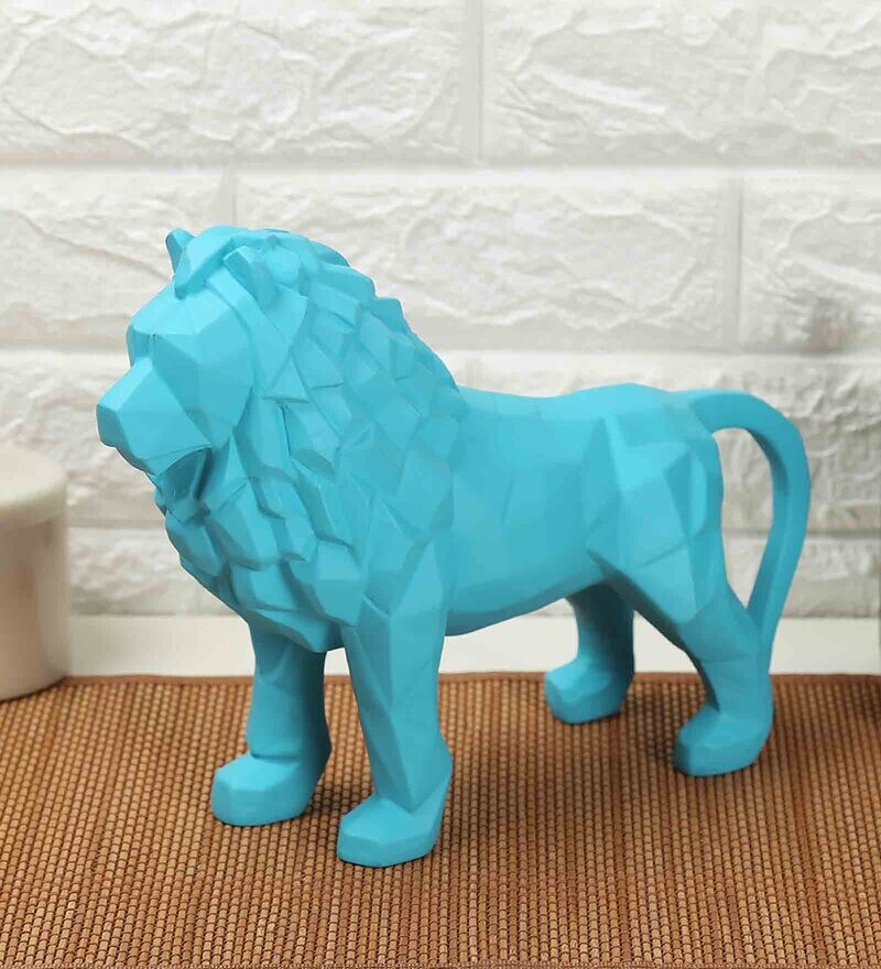 Buy Sky Blue Polyresin King of Beasts Figurine India Circus by Krsnaa Mehta Online Animal